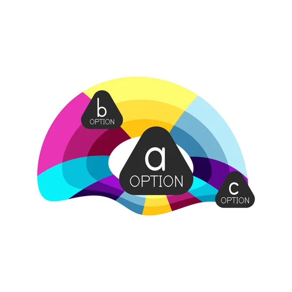 Plantilla de diseño de infografías de opciones geométricas coloridas abstractas con opciones de abc de muestra. Antecedentes abstractos para presentación comercial o banner informativo — Vector de stock