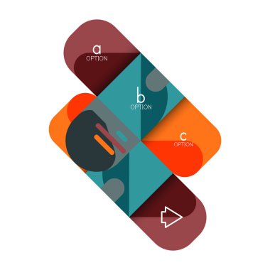 Infographics seçeneği ve adım adım içinde yuvarlak kareler, grafik, grafik, diyagram seçenekleri, parçalar, süreçleri ile unsuru