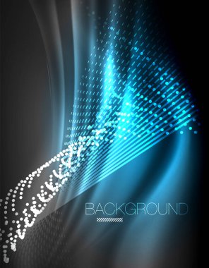 Yumuşak ışık efekti, parlak parlak neon koyu arka plan üzerinde düz çizgiler. Enerji Teknoloji fikir