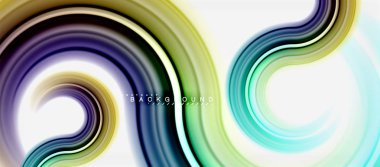 Gökkuşağı sıvı renkli arka plan - girdap ve daireler, bükülmüş sıvı renkler, renkli mermer veya plastik dalgalı doku zemin, çok renkli şablonu için iş veya teknoloji