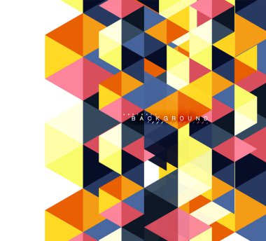 Çok renkli üçgenler arka plan, mozaik kavramı döşer.