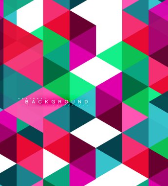 Çok renkli üçgenler arka plan, mozaik kavramı döşer.