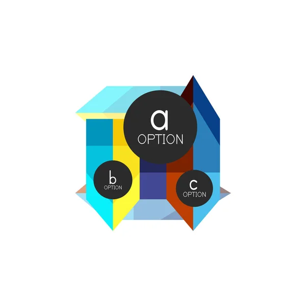 Modelo de design de infográficos de opção geométrica colorida abstrata com opções de abc de amostra. Antecedentes abstratos para apresentação de negócios ou banner de informações —  Vetores de Stock