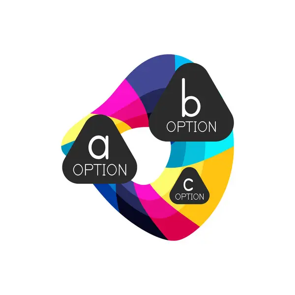 Plantilla de diseño de infografías de opciones geométricas coloridas abstractas con opciones de abc de muestra. Antecedentes abstractos para presentación comercial o banner informativo — Archivo Imágenes Vectoriales