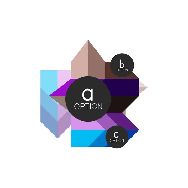 Abstrakte bunte geometrische Option Infografik Design-Vorlage mit Beispiel abc-Optionen. abstrakter Hintergrund für Geschäftspräsentation oder Informationsbanner — Stockvektor