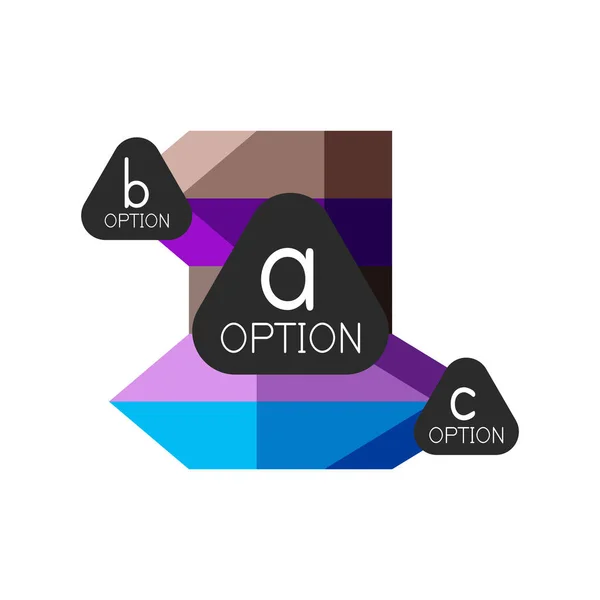 Astratto colorato modello di progettazione infografica opzione geometrica con opzioni abc campione. Sfondo astratto per la presentazione aziendale o banner informativo — Vettoriale Stock