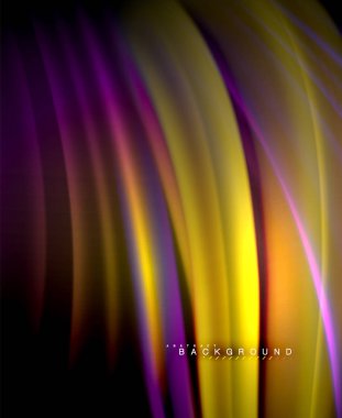 Neon parlayan dalga, sihirli enerji ve ışık arka plan. Vektör duvar kağıdı şablonu