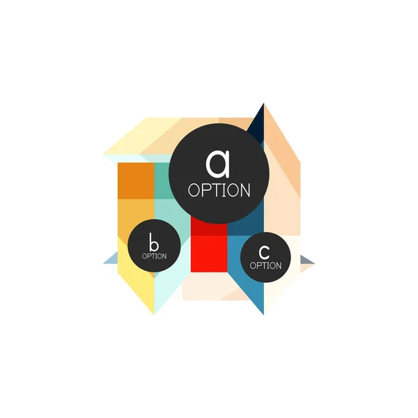 Modèle abstrait de conception d'infographie d'option géométrique colorée avec des options abc échantillon. Contexte abstrait pour la présentation de l'entreprise ou bannière d'information — Image vectorielle