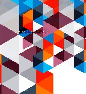 Çok renkli üçgenler arka plan, mozaik kavramı döşer.