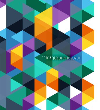 Çok renkli üçgenler arka plan, mozaik kavramı döşer.