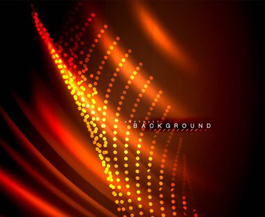 Neon parlayan techno hatları, yüksek teknoloji fütüristik arka plan şablonu kare şekilleri ile