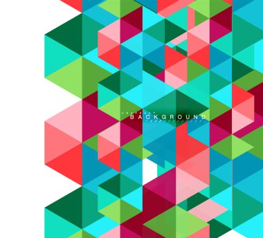 Çok renkli üçgenler arka plan, mozaik kavramı döşer.