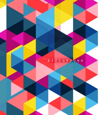 Çok renkli üçgenler arka plan, mozaik kavramı döşer.