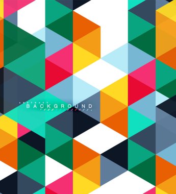 Çok renkli üçgenler arka plan, mozaik kavramı döşer.