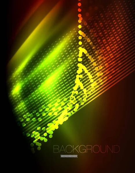 Efecto de luz suave, líneas rectas sobre un brillante fondo oscuro de neón. Idea de tecnología energética — Archivo Imágenes Vectoriales