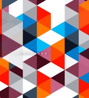 Çok renkli üçgenler arka plan, mozaik kavramı döşer.