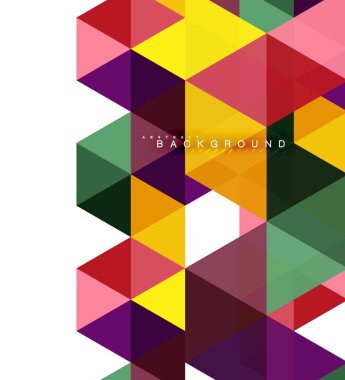 Çok renkli üçgenler arka plan, mozaik kavramı döşer.