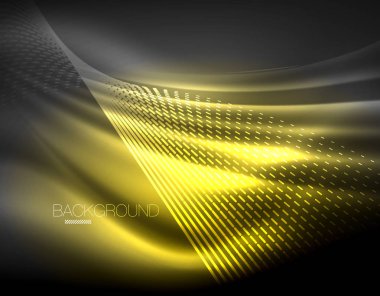 Yumuşak ışık efekti, parlak parlak neon koyu arka plan üzerinde düz çizgiler. Enerji Teknoloji fikir