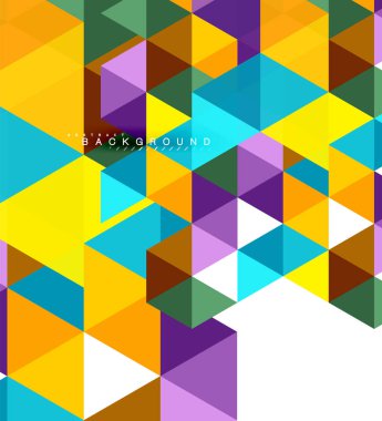 Çok renkli üçgenler arka plan, mozaik kavramı döşer.