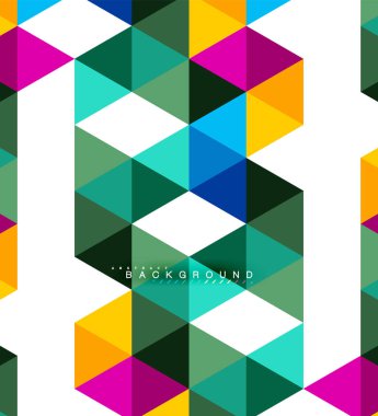 Çok renkli üçgenler arka plan, mozaik kavramı döşer.