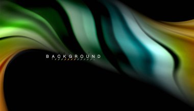 Sıvı renk arka plan, siyah, renkli mermer veya plastik dalga doku zemin, çok renkli şablonu için iş veya teknoloji sunu veya web broşür kapak üzerinde sıvı tasarım bükülmüş