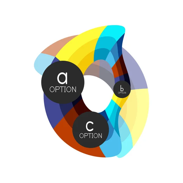 Plantilla de diseño de infografías de opciones geométricas coloridas abstractas con opciones de abc de muestra. Antecedentes abstractos para presentación comercial o banner informativo — Vector de stock