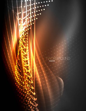 Yumuşak ışık efekti, parlak parlak neon koyu arka plan üzerinde düz çizgiler. Enerji Teknoloji fikir