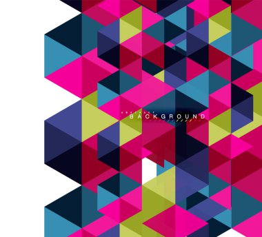 Çok renkli üçgenler arka plan, mozaik kavramı döşer.