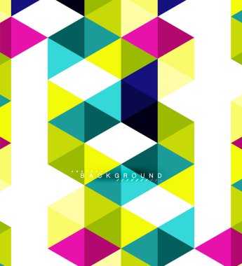 Çok renkli üçgenler arka plan, mozaik kavramı döşer.