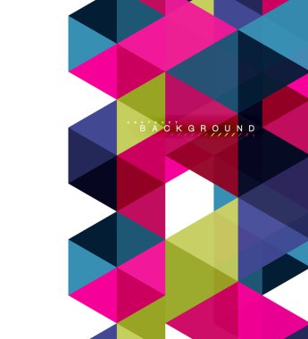 Çok renkli üçgenler arka plan, mozaik kavramı döşer.