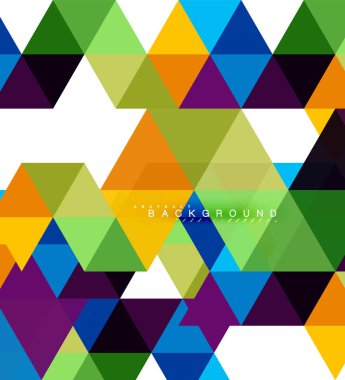 Çok renkli üçgenler arka plan, mozaik kavramı döşer.
