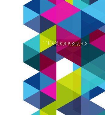 Çok renkli üçgenler arka plan, mozaik kavramı döşer.