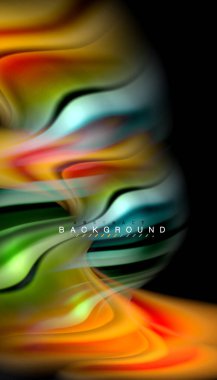 Sıvı renk arka plan, siyah, renkli mermer veya plastik dalga doku zemin, çok renkli şablonu için iş veya teknoloji sunu veya web broşür kapak üzerinde sıvı tasarım bükülmüş