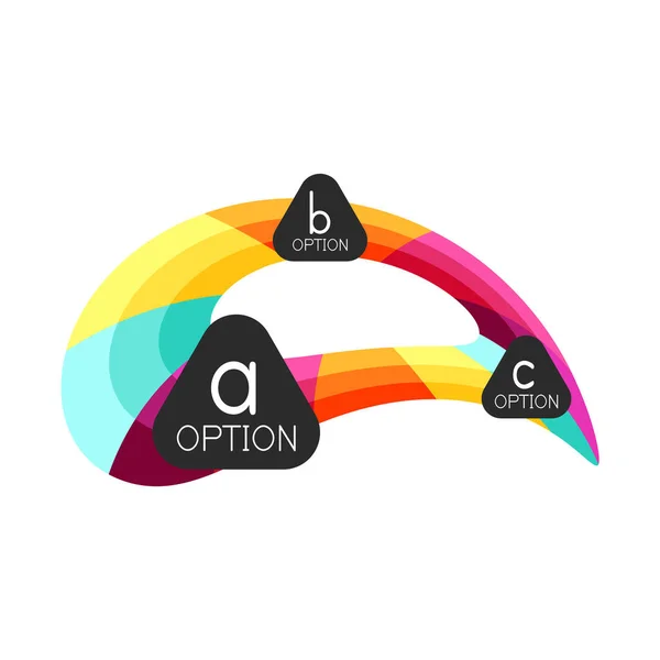 Plantilla de diseño de infografías de opciones geométricas coloridas abstractas con opciones de abc de muestra. Antecedentes abstractos para presentación comercial o banner informativo — Archivo Imágenes Vectoriales