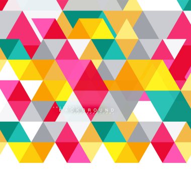 Çok renkli üçgenler arka plan, mozaik kavramı döşer.