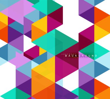 Çok renkli üçgenler arka plan, mozaik kavramı döşer.