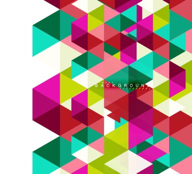 Çok renkli üçgenler arka plan, mozaik kavramı döşer.