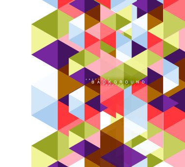 Çok renkli üçgenler arka plan, mozaik kavramı döşer.