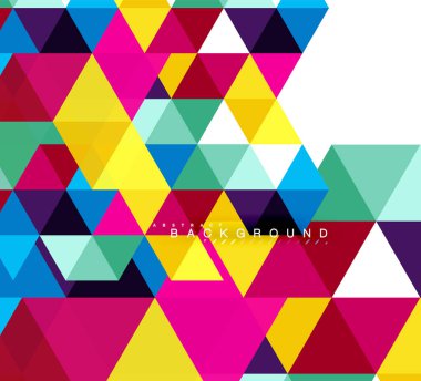 Çok renkli üçgenler arka plan, mozaik kavramı döşer.