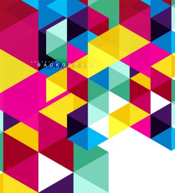 Çok renkli üçgenler arka plan, mozaik kavramı döşer.