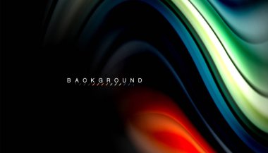 Sıvı renk arka plan, siyah, renkli mermer veya plastik dalga doku zemin, çok renkli şablonu için iş veya teknoloji sunu veya web broşür kapak üzerinde sıvı tasarım bükülmüş