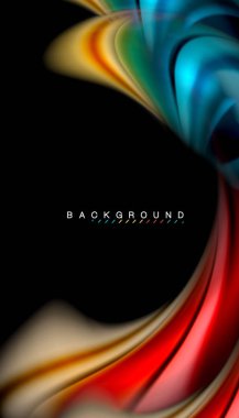 Sıvı renk arka plan, siyah, renkli mermer veya plastik dalga doku zemin, çok renkli şablonu için iş veya teknoloji sunu veya web broşür kapak üzerinde sıvı tasarım bükülmüş