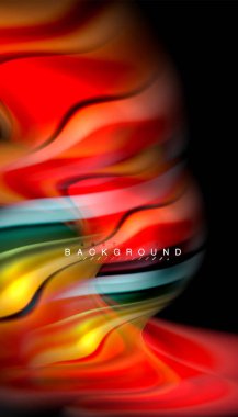 Sıvı renk arka plan, siyah, renkli mermer veya plastik dalga doku zemin, çok renkli şablonu için iş veya teknoloji sunu veya web broşür kapak üzerinde sıvı tasarım bükülmüş