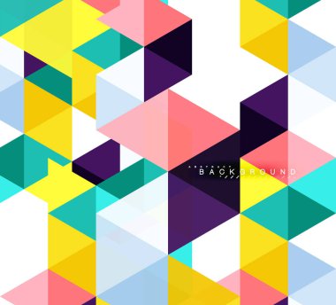 Çok renkli üçgenler arka plan, mozaik kavramı döşer.