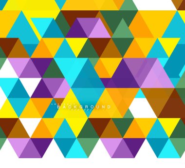 Çok renkli üçgenler arka plan, mozaik kavramı döşer.