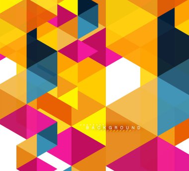 Çok renkli üçgenler arka plan, mozaik kavramı döşer.