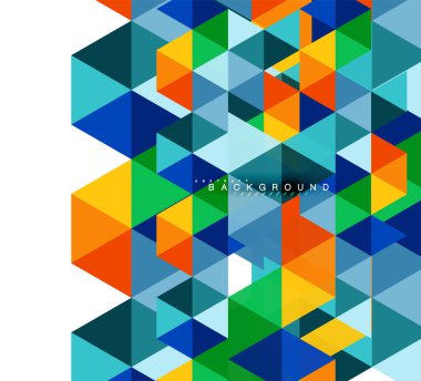 Çok renkli üçgenler arka plan, mozaik kavramı döşer.