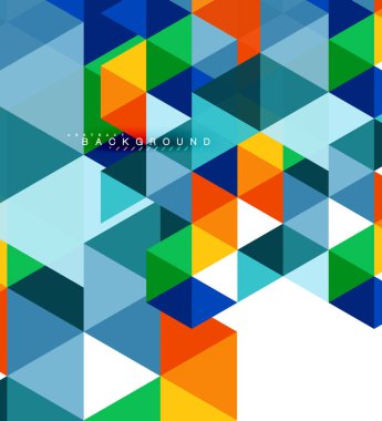 Çok renkli üçgenler arka plan, mozaik kavramı döşer.