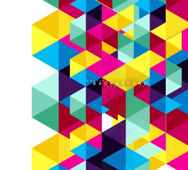 Çok renkli üçgenler arka plan, mozaik kavramı döşer.