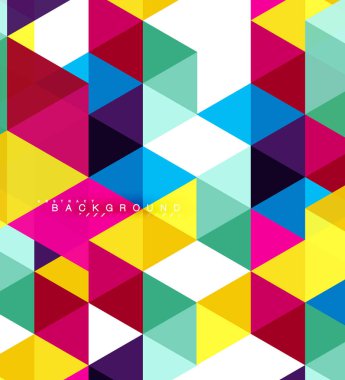 Çok renkli üçgenler arka plan, mozaik kavramı döşer.